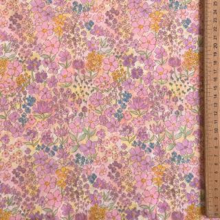 Pamutvászon VOILE Small hayppy flowers digital print