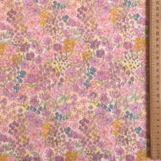Pamutvászon VOILE Small hayppy flowers digital print