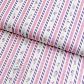 Pamutvászon Fine flowers STRIPE purple