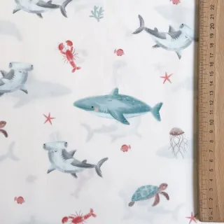Pamutvászon Sea life offwhite digital print
