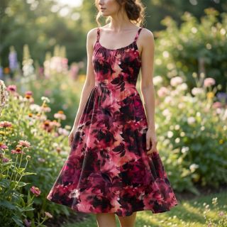 Pamutvászon SATIN Zurie flower digital print