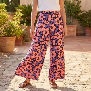 Pamutvászon SATIN Flower Kala navy