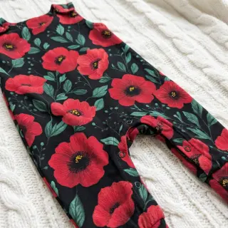 Pamutvászon Poppy black digital print