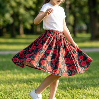 Pamutvászon Poppy black digital print