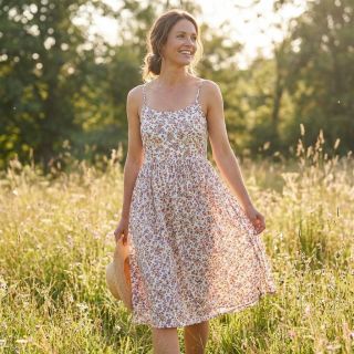 Pamutvászon Simie flowers offwhite digital print