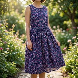 Pamutvászon Simie flowers navy digital print