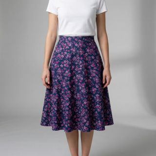 Pamutvászon Simie flowers navy digital print