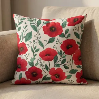 Pamutvászon Poppy offwhite digital print