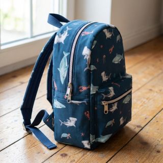 Pamutvászon Sea life petrol digital print