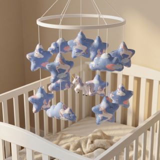 Pamutvászon Unicorns love blue