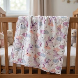 Pamutvászon Unicorns love white