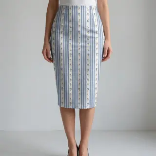 Pamutvászon Fine flowers STRIPE blue