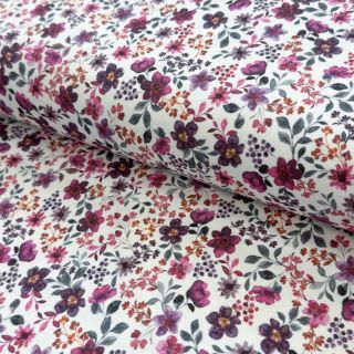 Jersey Flowers fuchsia digital print ORGANIC