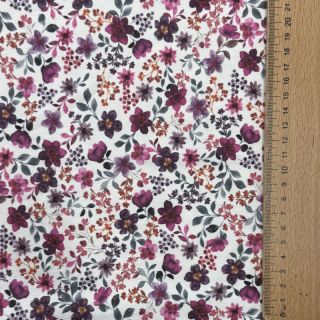 Jersey Flowers fuchsia digital print ORGANIC