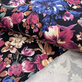 Szabadidő anyag Flower Luna black digital print