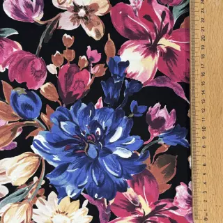 Szabadidő anyag Flower Luna black digital print