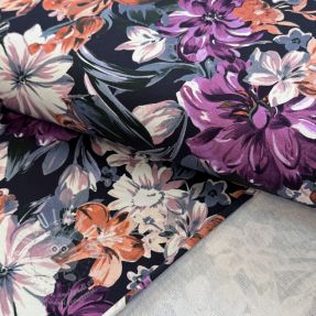 Szabadidő anyag Flower Luna navy digital print