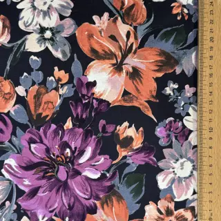 Szabadidő anyag Flower Luna navy digital print