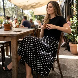 Viszkóz RADIANCE Polka dot black