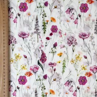 Pamutvászon VOILE Emily flowers digital print