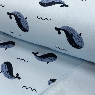 Szabadidő anyag fésült JOGGING Whales blue