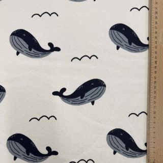 Szabadidő anyag fésült JOGGING Whales ecru