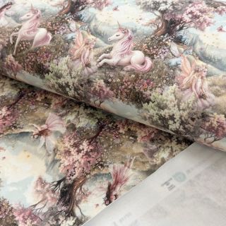 Szabadidő anyag fésült Fairy tales digital print