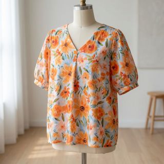 Pamutvászon VOILE Sarah flowers digital print