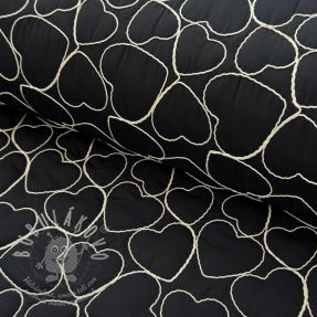 Steppelt anyag EMBROIDERY Hearts black