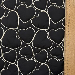 Steppelt anyag EMBROIDERY Hearts black