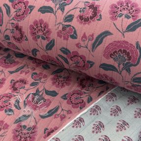 Dupla géz/muszlin STEPPED Flowers mauve