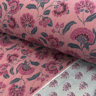 Dupla géz/muszlin STEPPED Flowers mauve