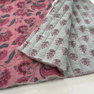 Dupla géz/muszlin STEPPED Flowers mauve