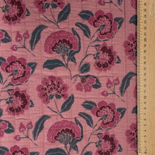 Dupla géz/muszlin STEPPED Flowers mauve