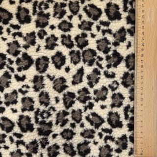 Kabát anyag TEDDY JACQUARD Animal skin brown