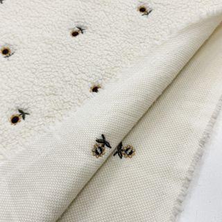 Kabát anyag TEDDY JACQUARD EMBROIDERY Sunflower