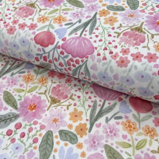 Dupla géz/muszlin Flowers pink dream digital print