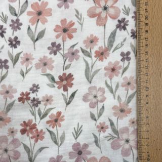 Dupla géz/muszlin Flowers Jana digital print