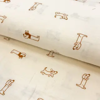 Dupla géz/muszlin EMBROIDERY Dogs ecru