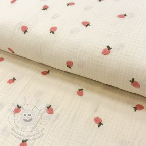 Dupla géz/muszlin EMBROIDERY Fruit peach SIMPLY NATURAL
