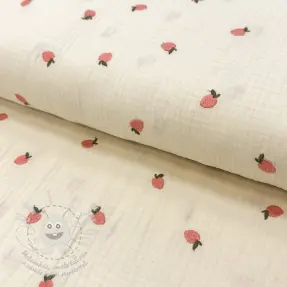 Dupla géz/muszlin EMBROIDERY Fruit peach SIMPLY NATURAL