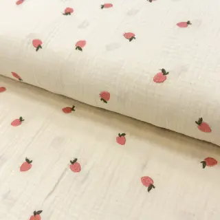 Dupla géz/muszlin EMBROIDERY Fruit peach SIMPLY NATURAL