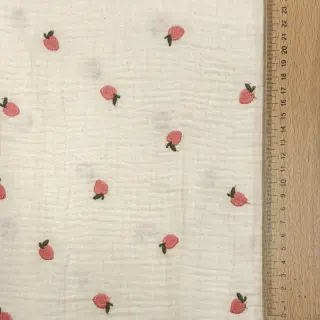 Dupla géz/muszlin EMBROIDERY Fruit peach SIMPLY NATURAL