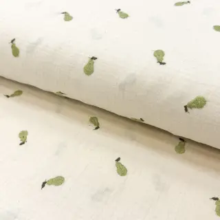 Dupla géz/muszlin EMBROIDERY Fruit green SIMPLY NATURAL