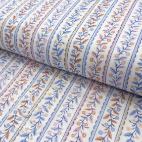 Dupla géz/muszlin Leaves in stripes digital print ORGANIC