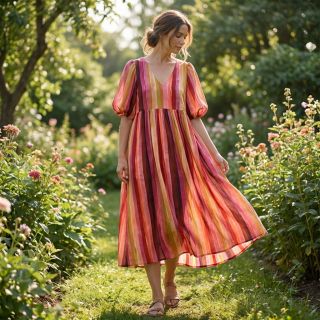 Viszkóz RADIANCE Stripes burgundy digital print