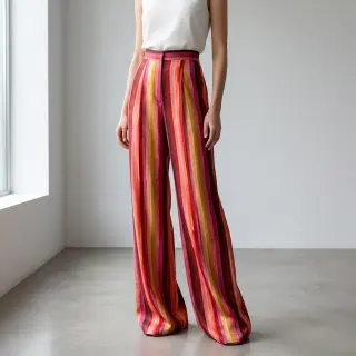 Viszkóz RADIANCE Stripes burgundy digital print