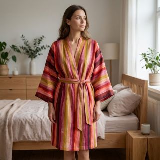 Viszkóz RADIANCE Stripes burgundy digital print