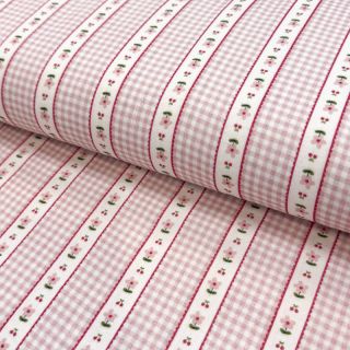 Dupla géz/muszlin Flowers check pink digital print