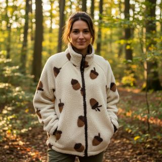 Kabát anyag TEDDY JACQUARD Acorns